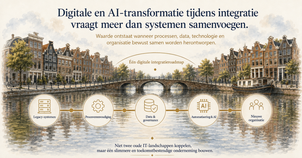 digitale en AI transformatie integratie systemen samenvoegen